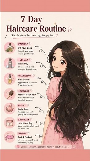 💗 7-Day Haircare Routine for Healthier-Looking Hair ✨ Save this! 🌷