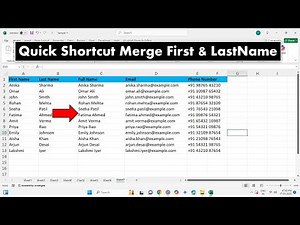 Quick Shortcut Key to Merge Two Column Text into One Column in Excel (Merge First & Last Name)