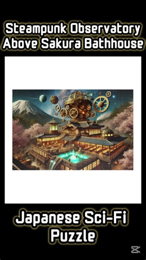 🌸 Soak in sakura, steam, and stars. This steampunk dream is now a puzzle. Link in bio 🧩✨ #AIart #Puzzle #FantasyArt #EtsyFinds #JapanArt