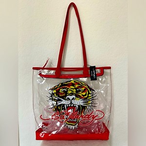 Ed Hardy Tiger, Color Tiger Red and Clear PVC Tote Bag