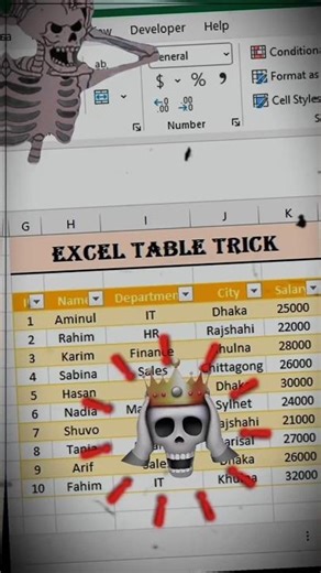 Excel Table Tricks 😱🔥 #shorts #excel #trending #exceltips #exceltricks #exceltutorial Turn On Skill