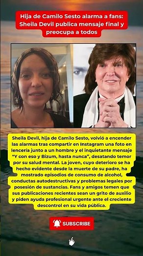 Sheila Devil preocupa con mensaje alarmante #SheilaDevil #CamiloSesto
