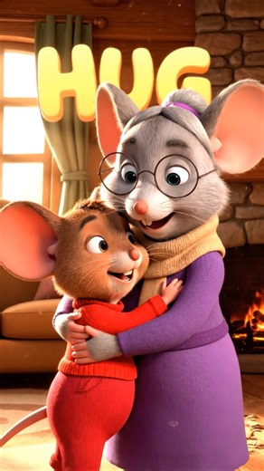 Grandma & Boy Mouse Learn “HUG” | Cozy Mouse Family 🐭