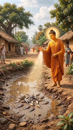 Saving Lives: Buddha's Blessing Turns Mud into Lotus Pond 🐟✨​#Buddha #Miracle