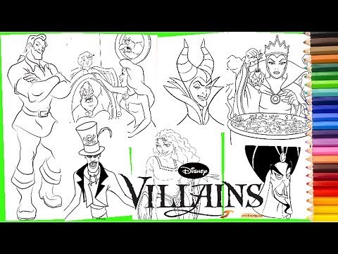 Disney Villain Compilation MALEFICENT JAFAR URSULA GASTON EVIL QUEEN Coloring Pages for kids