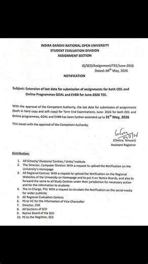 #ignou#assignment#last date extended #31st May#Indira Gandhi National Open University #courses