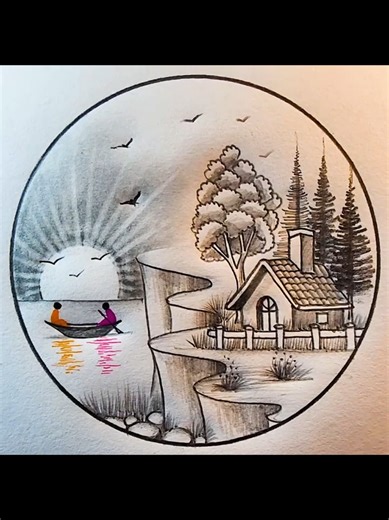 How to Draw a Village House with Pencil