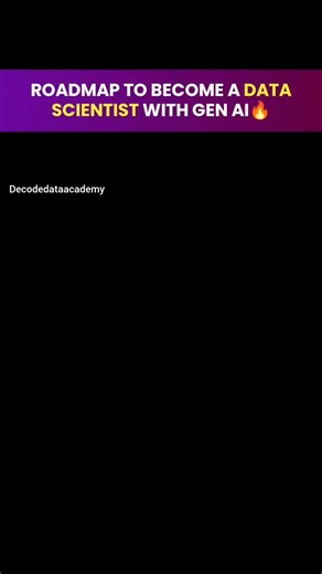 Decode Data Academy on Instagram: "Roadmap to become a Data Scientist with Gen AI 🚀🔥 Master Python, SQL, Statistics, Machine Learning, Deep Learning, NLP, Transformers, Prompt Engineering, RAG, Agentic AI, MLOps, LLMOps, Docker & Kubernetes 📊🤖 Build real-world enterprise use cases, gain hands-on experience, and prepare for high-paying data science jobs 💼📈 Follow this structured path and future-proof your AI career . . . ( data science training, data analytics course, gen ai course, machine