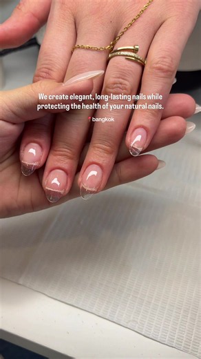 Elegant, long-lasting nails that protect your natural nails. Because you deserve both beauty and quality. 🤍 Appointments are open Link in BIO 💌 #bangkoknailsalon #biab #gelx #bangkoknails #privatestudio