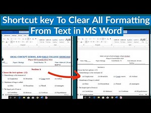 Shortcut Key to Remove All Formatting in MS Word | Keyboard Shortcut to Remove Formatting in Word