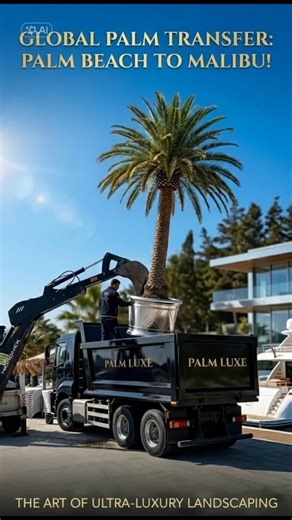 Moving a Giant Palm Tree! 🌴🚜 #satisfying ​#shorts #satisfying #construction #landscaping #palmtree