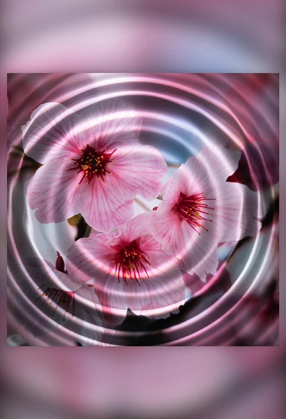 Using an eyedropper to capture the ripples of water on cherry blossoms #WaterRippleArt #CherryBlossomVibes #SpringWaterMagic