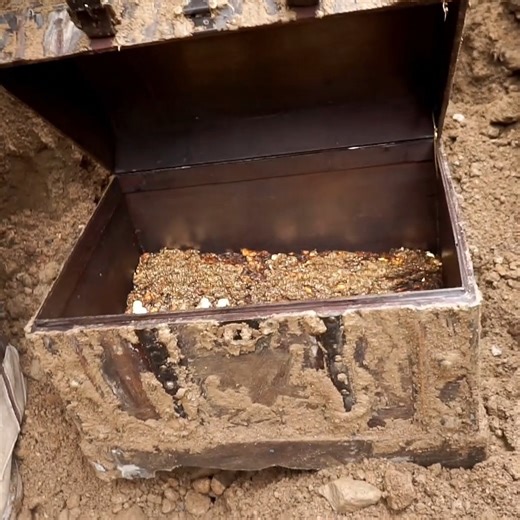 While digging with a bucket machine, I found a chest full of treasure. | Gold mine