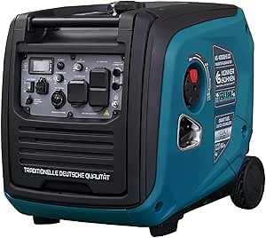Konner&Sohnen Dual Fuel Inverter Generator - 4000 Watt, Portable and Lightweight, Super Quiet with CO Sensor, for Backup Home Use, Camping, RV, LPG/Gas Powered (German brand, model: KS 4000iEHS CO)