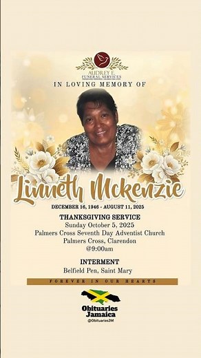 Linneth McKenzie | Funeral Service Announcement #obituariesjm #jamaica #jm