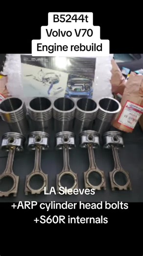 Volvo V70 engine rebuild: L.A. Sleeves ARP cylinder head bolts S60R internals #Volvo #JRP