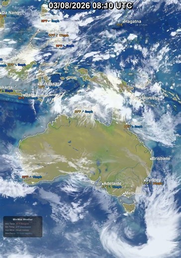 Australia & Oceania 24 Hour Satellite Weather | March 08, 2026 #shorts