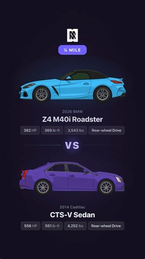 Cadillac CTS-V vs BMW Z4 - 1/4 Mile Drag Race