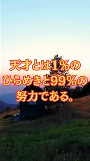 天才とは1％のひらめきと99％の努力である。 #名言 #本音で生きる #心に響く言葉 #エジソン#いい言葉