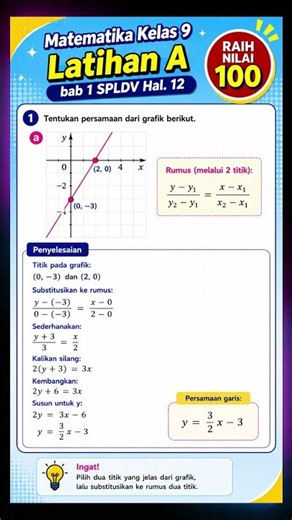 Kunci Jawaban Latihan A Bab 1 SPLDV Hal 12 Matematika Kelas 9 Kurikulum Merdeka #shorts