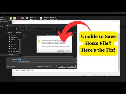 Fix: Unable to Save Hosts File (Permission Denied issue) ?