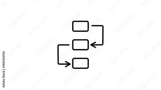 Animated Flowchart Icon Work Process Line Animation. Work Process Flowchart Step by Step Animation