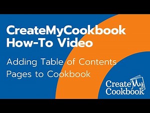 CreateMyCookbook Tutorial: Adding Table of Contents Pages to Cookbook