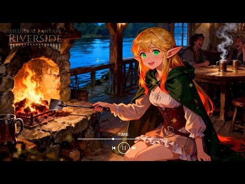 Lute Song • Relaxing Tavern Firelight and Evening Music • Medieval Fantasy Riverside