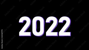 3D text 2022 with a purple border effect. Welcoming the coming new year festival.