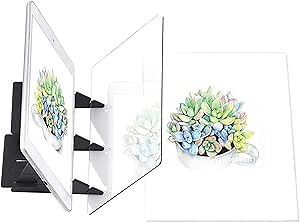 Optical Drawing Board Painting Projection Copying Board Sketching Tool Acrylic Transparent Board Mobile/Phone Tablet Holder Optical Reflection Projector Painting Tool for Kids Beginners Artists