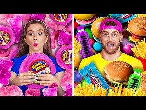 NUEVO 123GO! ¡Desafío de comida de chicos vs chicas! ¿Quién come más? ¡Fiesta de cocina improvisada!