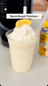 ✨Banana Nesquik Thickshakes✨ If you’re a Banana Nesquik lover… this one’s for you. I just whipped up the best ever thickshakes in the Ninja Slushi machine and ohhh my gosh. 🍌💛 What you’ll need: 🥤 6 tablespoons Banana Nesquik 🥤 1L full-cream milk 🥤 1/4 cup thickened cream 🥤 1/2 tin condensed milk ✨I put some cream on top with a banana lolly. They’re seriously that good. They taste exactly how you remember (childhood memories right here). 🍌✨ #ninjasluhsi #slushiemachine #slushie | Oh So Bus