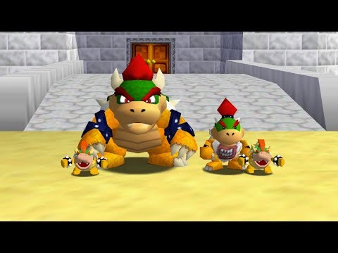 Bowser and Bowser Jr. with Mini Bowser in Mario 64 - Full Game Walkthrough