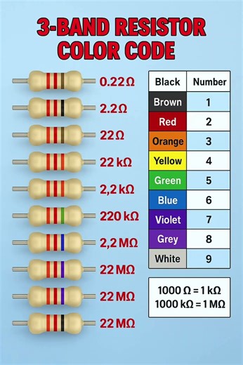 3-Band Resistor Color Code Explained in Seconds! 🎨 #Shorts