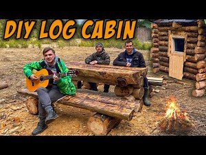 DIY Log Cabin in Siberian Forest | Campfire Guitar
