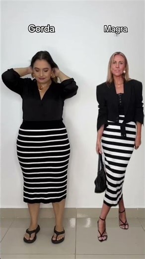 Fashionable plus-size look with a striped skirt #plussize #fashion #plussizefashion