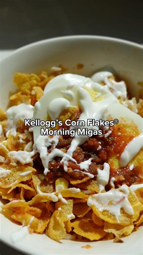 Start your day off right with this savory cereal recipe Morning Migas ft. Kellogg’s Corn Flakes®️☀️