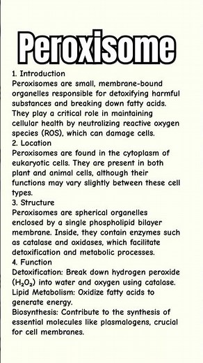 Peroxisome structure and function | Function and structure of peroxisome #anatomy #biology