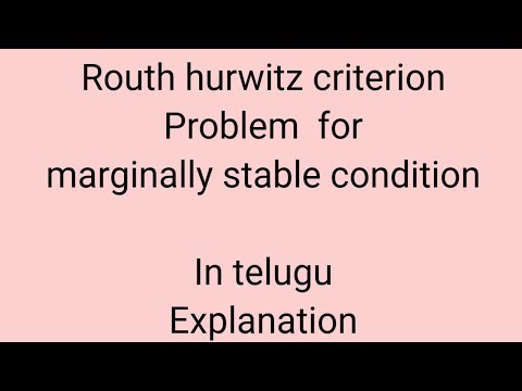 Routh hurwitz criterion Problem for marginally stable condition In telugu Explanation
