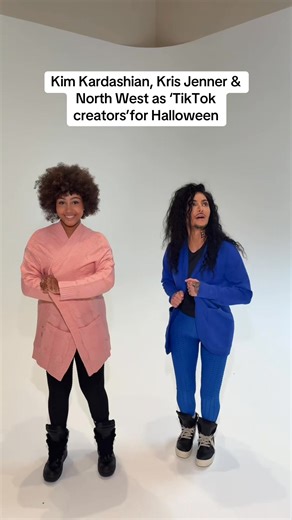 The trio dressed up as NYC-based TikTok stars: Kim as Jay Guapo (with fake tattoos & facial hair), North as Pink Cardigan, Kris as Chrissy G. #Halloween2025 | BuzzFeed UK