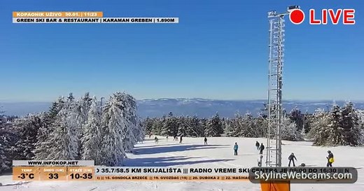 【LIVE】 Live Cam Kopaonik Ski Area - Serbia | SkylineWebcams
