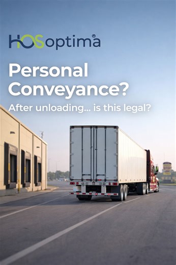 HOS True / False: After unloading, can a driver use Personal Conveyance to drive to a nearby truck stop? Comment your answer — explanation coming later today. #HOSoptima #PersonalConveyance #TruckDrivers #HOSCompliance | HOSoptima