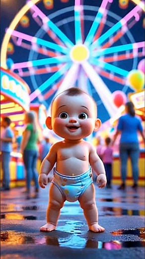 "🎡 Cute Diaper Baby Boy Dancing at Carnival 🎈 | Chubby Cheeks & Ferris Wheel | 4K Dance Video"