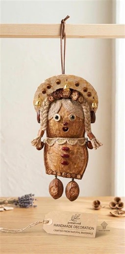 Handmade Entada Bean Folk Art Doll Ornament, Rustic Christmas Tree Decor - Etsy