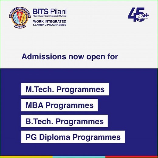 BITS Pilani WILP Admissions Open | M.Tech, MBA, B.Tech & PG Diploma