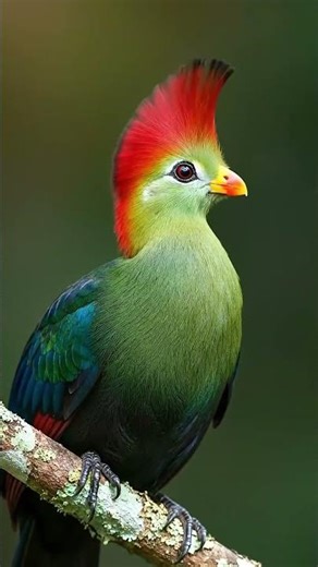 Majestic Red-crested Turaco Takes Flight: Stunning Tropical Bird in the African Forest | Wildlife
