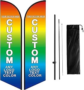 9FT 2.8M Custom Feather Flag with Pole Kit Promotion Flags Custom Store Sign Feather Flag for Business Promotion Advertisement Trade Show Double Sided Printing