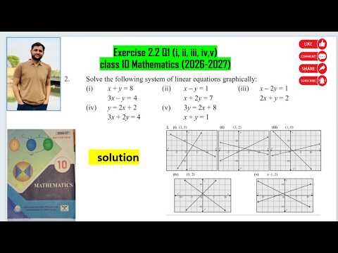 class 10 mathematics exe 2.2 Q2 solve system of linear equation graphically easy explanation