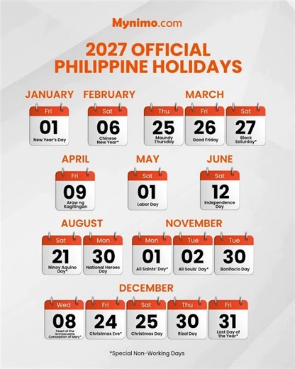 The official 2027 holiday list is out!