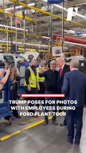 Fasti News | President Trump was seen stopping to take selfies with workers while visiting a Ford manufacturing facility. | Instagram